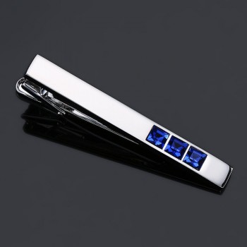 1 Piece Classic pattern Enamel  Silver gold Metal Tie Clip for Men Tie Bar blue Crystal Necktie Clips Pin For Mens Gift Jeweller