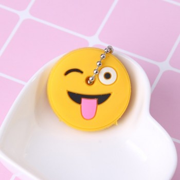 Emoticons Smile Key Cover Cap Silicone Cute Cartoon Head Amusing Yellow Face Stool Keychain Women Porte Clef