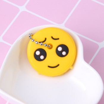 Emoticons Smile Key Cover Cap Silicone Cute Cartoon Head Amusing Yellow Face Stool Keychain Women Porte Clef