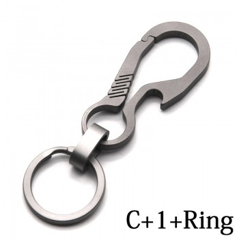 Real Titanium Alloy Key Chain Men EDC Lightweight Titanium Keychain Hanging Buckle Key Rings Quickdraw Tool Creative KeyRing