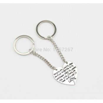 2014New style broken heart 2 parts pendant Key chain silver Letter heart key chain best friend gold amp;silver holesale Jewelry!