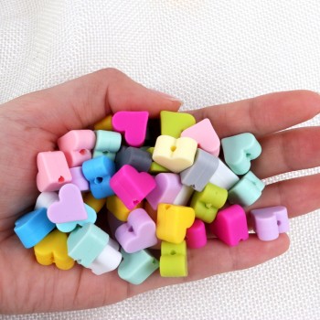 TYRY.HU 10pc Silicone Heart Beads Food Grade Baby Chewable Teething Beads For Nursing Necklace DIY Jewelry Making Accessories
