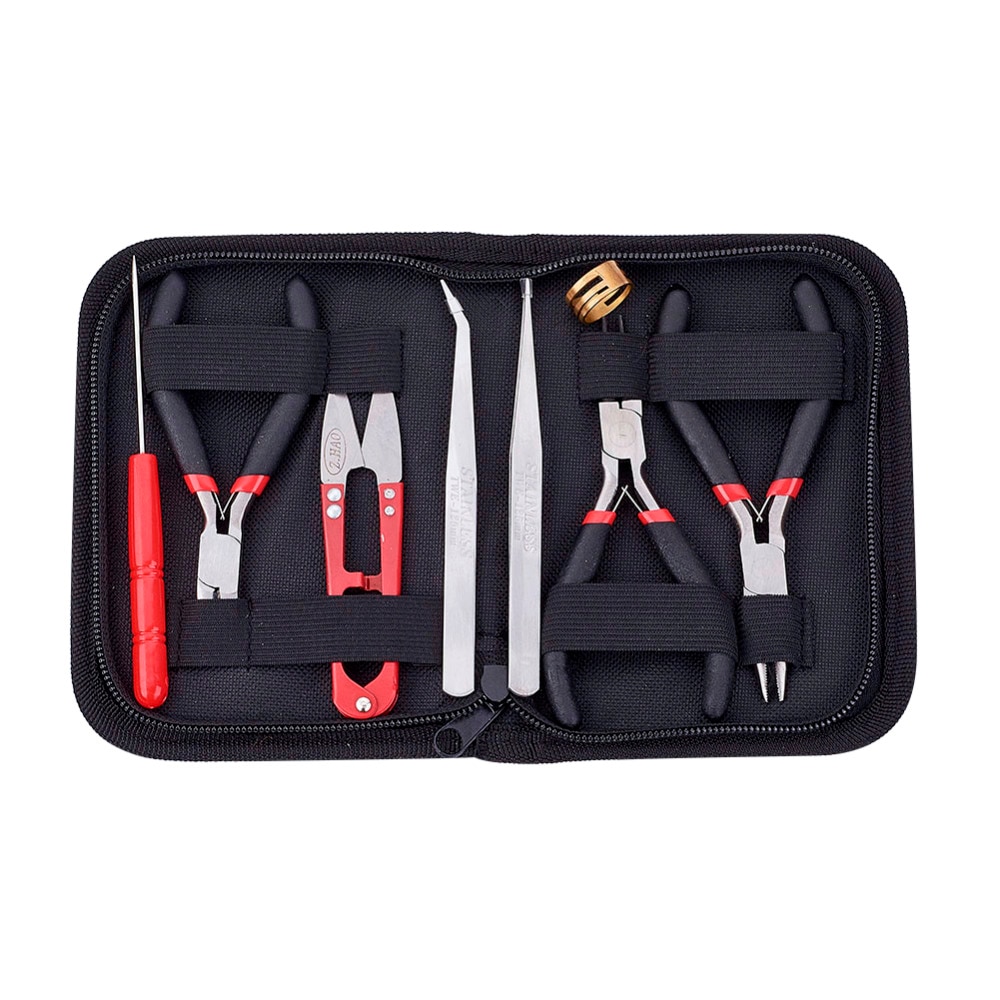 8pcs/set Jewelry Making Tool Kits Pliers Set with Round Nose Plier Side Cutting Pliers Wire Cutter Scissor Beading Tweezers