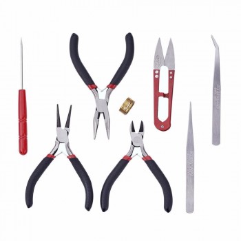 8pcs/set Jewelry Making Tool Kits Pliers Set with Round Nose Plier Side Cutting Pliers Wire Cutter Scissor Beading Tweezers