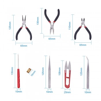 8pcs/set Jewelry Making Tool Kits Pliers Set with Round Nose Plier Side Cutting Pliers Wire Cutter Scissor Beading Tweezers
