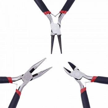 8pcs/set Jewelry Making Tool Kits Pliers Set with Round Nose Plier Side Cutting Pliers Wire Cutter Scissor Beading Tweezers