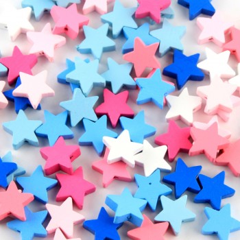 Fashion 40PCS Can Choose Color Star Shape Wooden Beads Spacer Wood Beads For Making Pacifier Clip 20MM DIY Pendant Bead
