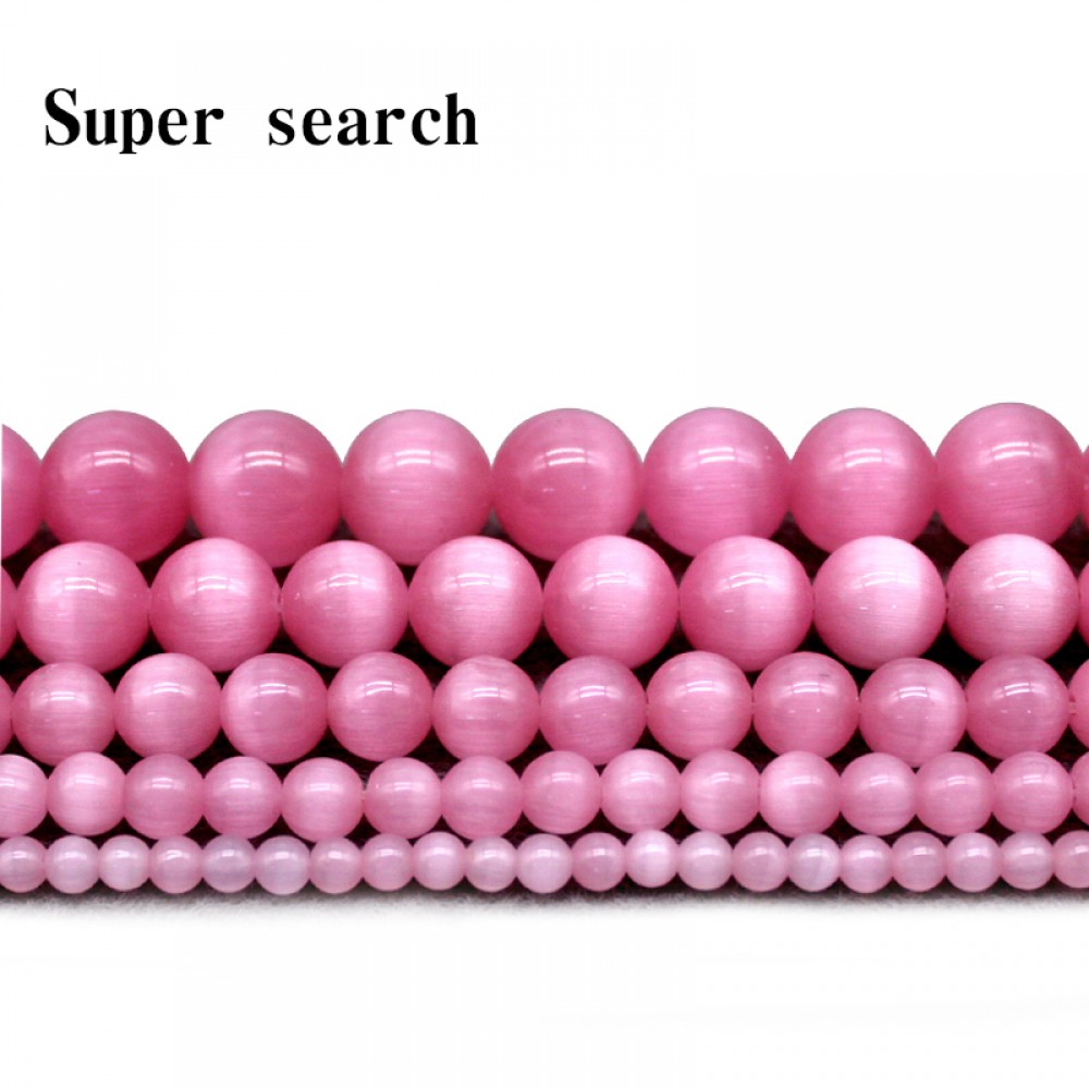 Pink Cat Eye Beads 4/6/8/10/12MM Natural Glass String Loose Space Beads Opal DIY Charm Beads for Jewelry Making Bracelet