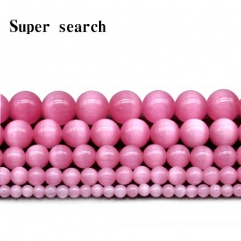 Pink Cat Eye Beads 4/6/8/10/12MM Natural Glass String Loose Space Beads Opal DIY Charm Beads for Jewelry Making Bracelet