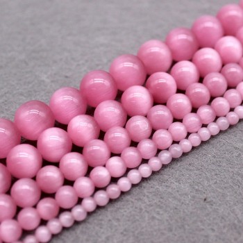Pink Cat Eye Beads 4/6/8/10/12MM Natural Glass String Loose Space Beads Opal DIY Charm Beads for Jewelry Making Bracelet