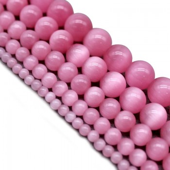 Pink Cat Eye Beads 4/6/8/10/12MM Natural Glass String Loose Space Beads Opal DIY Charm Beads for Jewelry Making Bracelet
