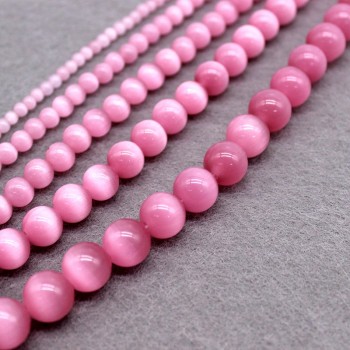 Pink Cat Eye Beads 4/6/8/10/12MM Natural Glass String Loose Space Beads Opal DIY Charm Beads for Jewelry Making Bracelet
