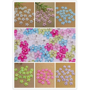 Mix color 10mm cute resin flower with rhinestone flatback cabochon for DIY phone,nail art decoration