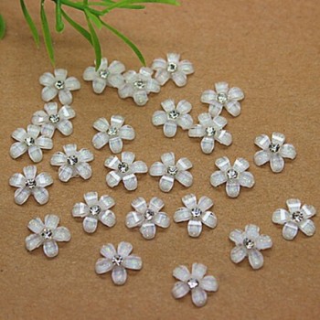 Mix color 10mm cute resin flower with rhinestone flatback cabochon for DIY phone,nail art decoration