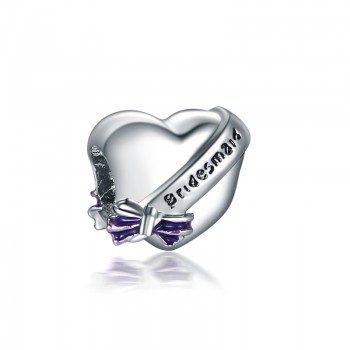 Punk Fashion Bow Love Bridesmaid heart Bracelet Alloy Necklace Pendant beads for jewelry making women Accessories gifts AH054