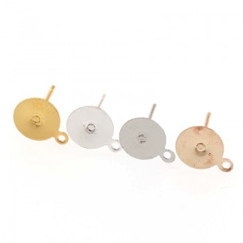 New 200pcs/lot Stud Earring Blank Base Fit 6 8 10mm Cabochon Cameo Settings Gold/Silver Color Ear Post DIY Jewelry Making