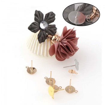 New 200pcs/lot Stud Earring Blank Base Fit 6 8 10mm Cabochon Cameo Settings Gold/Silver Color Ear Post DIY Jewelry Making