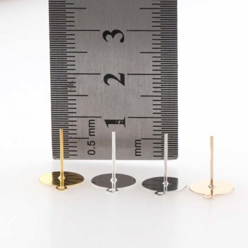 New 200pcs/lot Stud Earring Blank Base Fit 6 8 10mm Cabochon Cameo Settings Gold/Silver Color Ear Post DIY Jewelry Making