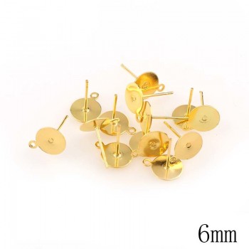 New 200pcs/lot Stud Earring Blank Base Fit 6 8 10mm Cabochon Cameo Settings Gold/Silver Color Ear Post DIY Jewelry Making