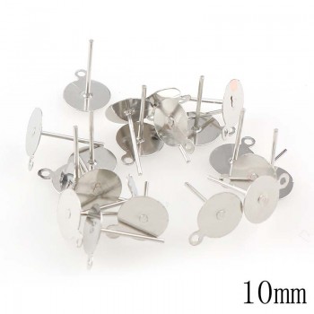 New 200pcs/lot Stud Earring Blank Base Fit 6 8 10mm Cabochon Cameo Settings Gold/Silver Color Ear Post DIY Jewelry Making