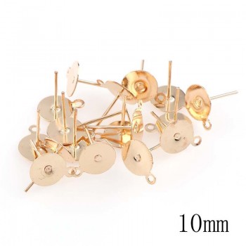 New 200pcs/lot Stud Earring Blank Base Fit 6 8 10mm Cabochon Cameo Settings Gold/Silver Color Ear Post DIY Jewelry Making