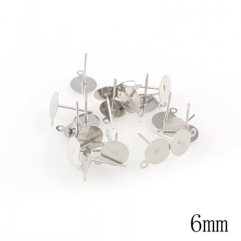 New 200pcs/lot Stud Earring Blank Base Fit 6 8 10mm Cabochon Cameo Settings Gold/Silver Color Ear Post DIY Jewelry Making