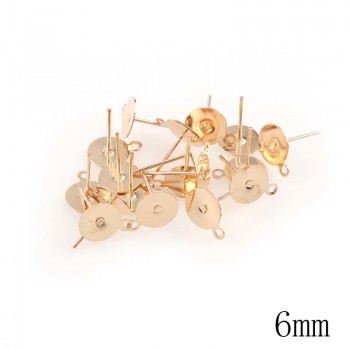 New 200pcs/lot Stud Earring Blank Base Fit 6 8 10mm Cabochon Cameo Settings Gold/Silver Color Ear Post DIY Jewelry Making
