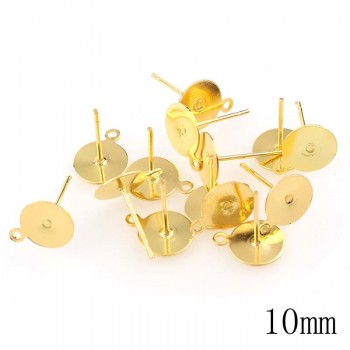 New 200pcs/lot Stud Earring Blank Base Fit 6 8 10mm Cabochon Cameo Settings Gold/Silver Color Ear Post DIY Jewelry Making