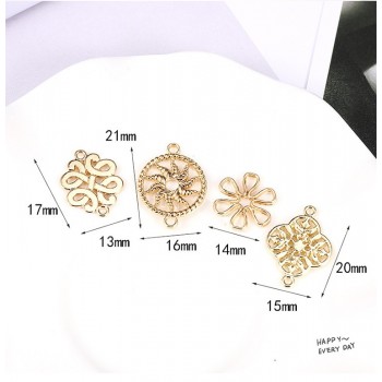 10pcs/lot Gold Zinc Alloy Flowers Geometry Charms Earrings Connectors For DIY Earrings Jewelry Making Finding Accessories
