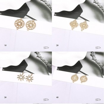 10pcs/lot Gold Zinc Alloy Flowers Geometry Charms Earrings Connectors For DIY Earrings Jewelry Making Finding Accessories
