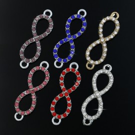 JAKONGO Silver Plated Love Infinity Crystal Connectors for Jewelry Making Bracelet Jewelry Findings Accessories DIY 33x11mm