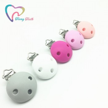 Teeny Teeth 1 PC Pacifier Clip Round Shape Pacifier chain clip, silicone clip selectable Silicone Teething Beads Suspender Clip