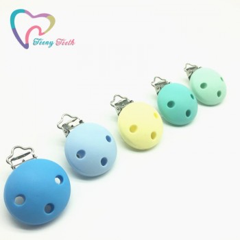 Teeny Teeth 1 PC Pacifier Clip Round Shape Pacifier chain clip, silicone clip selectable Silicone Teething Beads Suspender Clip