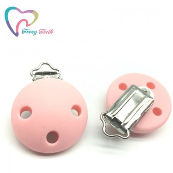 Teeny Teeth 1 PC Pacifier Clip Round Shape Pacifier chain clip, silicone clip selectable Silicone Teething Beads Suspender Clip