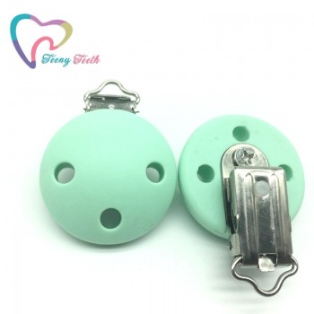 Teeny Teeth 1 PC Pacifier Clip Round Shape Pacifier chain clip, silicone clip selectable Silicone Teething Beads Suspender Clip