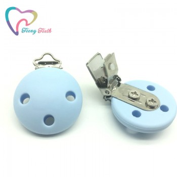 Teeny Teeth 1 PC Pacifier Clip Round Shape Pacifier chain clip, silicone clip selectable Silicone Teething Beads Suspender Clip
