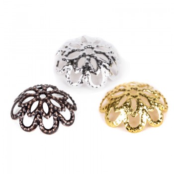 100pcs/200pcs/lot Flower Bead Caps Jewelry DIY Golden Silvery Hollow Flower Metal Charms Bead Caps For Jewelry Making 10m 12m