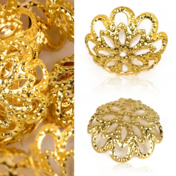 100pcs/200pcs/lot Flower Bead Caps Jewelry DIY Golden Silvery Hollow Flower Metal Charms Bead Caps For Jewelry Making 10m 12m