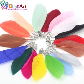 OlingArt Natural feathers 10pcs colorful Feathers 3.5cm  women choker necklace Jewelry Making Straps Keychain Pendants charms