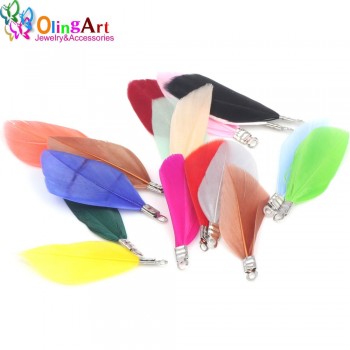 OlingArt Natural feathers 10pcs colorful Feathers 3.5cm  women choker necklace Jewelry Making Straps Keychain Pendants charms