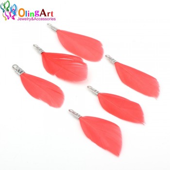 OlingArt Natural feathers 10pcs colorful Feathers 3.5cm  women choker necklace Jewelry Making Straps Keychain Pendants charms
