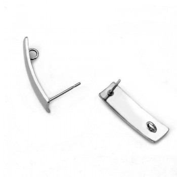 30pcs Polygonal Stainless Steel Earring Stud Ear Post Nails Flat Earring Pad Base Posts Diy Earring Jewelry Findings makings