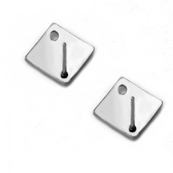 30pcs Polygonal Stainless Steel Earring Stud Ear Post Nails Flat Earring Pad Base Posts Diy Earring Jewelry Findings makings
