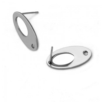 30pcs Polygonal Stainless Steel Earring Stud Ear Post Nails Flat Earring Pad Base Posts Diy Earring Jewelry Findings makings