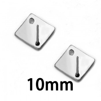 30pcs Polygonal Stainless Steel Earring Stud Ear Post Nails Flat Earring Pad Base Posts Diy Earring Jewelry Findings makings
