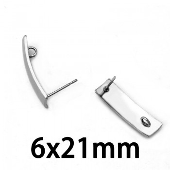 30pcs Polygonal Stainless Steel Earring Stud Ear Post Nails Flat Earring Pad Base Posts Diy Earring Jewelry Findings makings