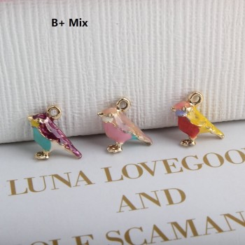 10pcs 14x17mm Japan Fashion Enamel 3D bird charms, metal magpie swallow birdie pendants dangle for earrings jewelry making diy