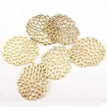 2018 New 6pcs/lot Zinc Alloy Charms Gold Metal Irregular Shape Hollow Flowers Charms Connector For Necklace Earring Accessories