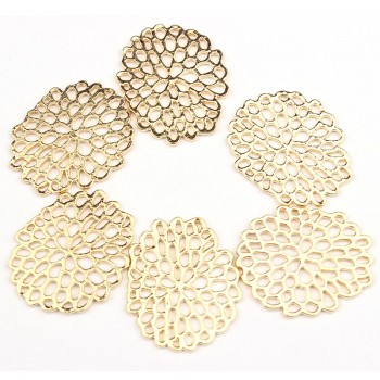 2018 New 6pcs/lot Zinc Alloy Charms Gold Metal Irregular Shape Hollow Flowers Charms Connector For Necklace Earring Accessories