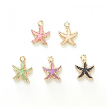 New 10 Pieces Cute Lovely Nautical Starfish Scallop Conch Drop Oil Zinc Alloy Charms Pendants Diy Jewelry Accessories PJ287